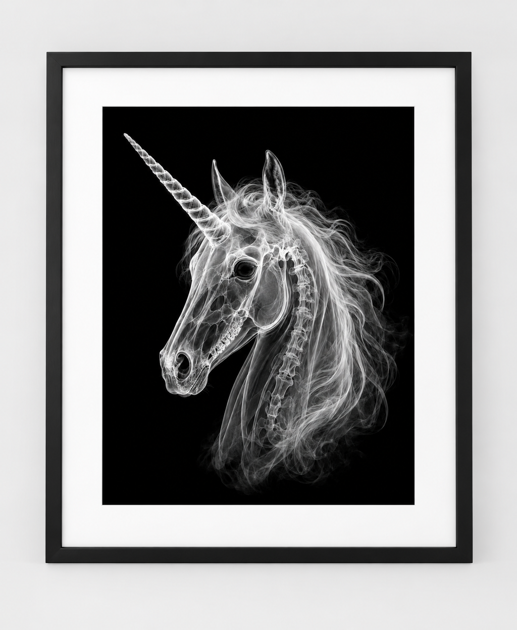 EXPOSED 001 — UNICORN artwork in 16 × 20 black frame with white mat