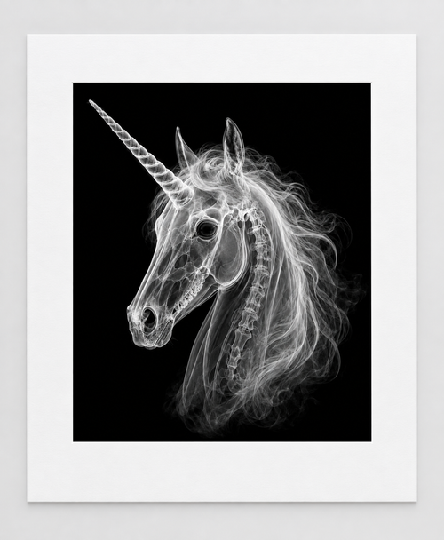 EXPOSED 001 — UNICORN artwork in 16 × 20 white mat