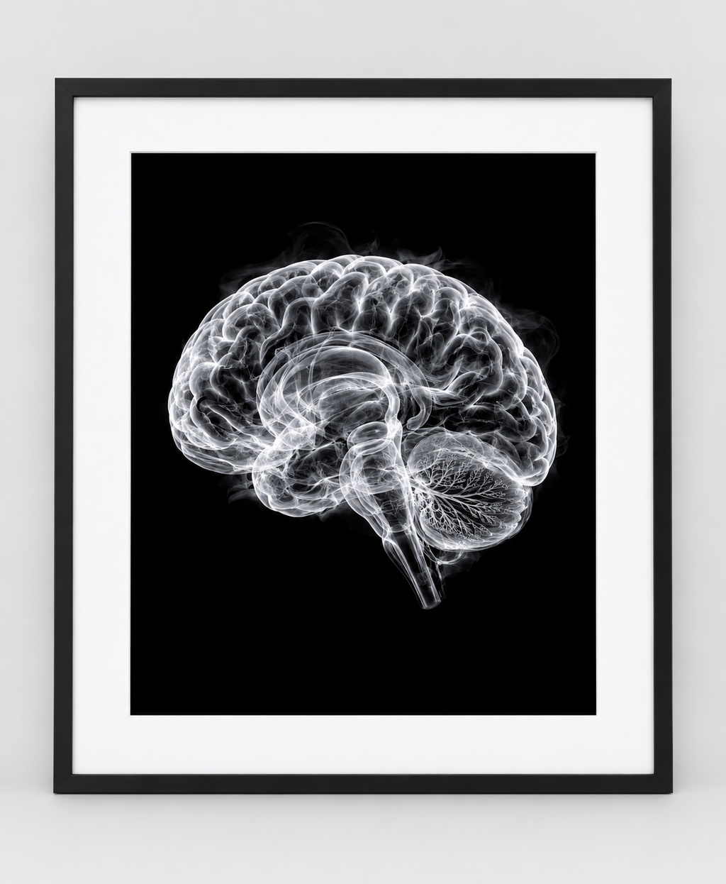 EXPOSED 005 — BRAIN artwork in 16 × 20 black frame with white mat