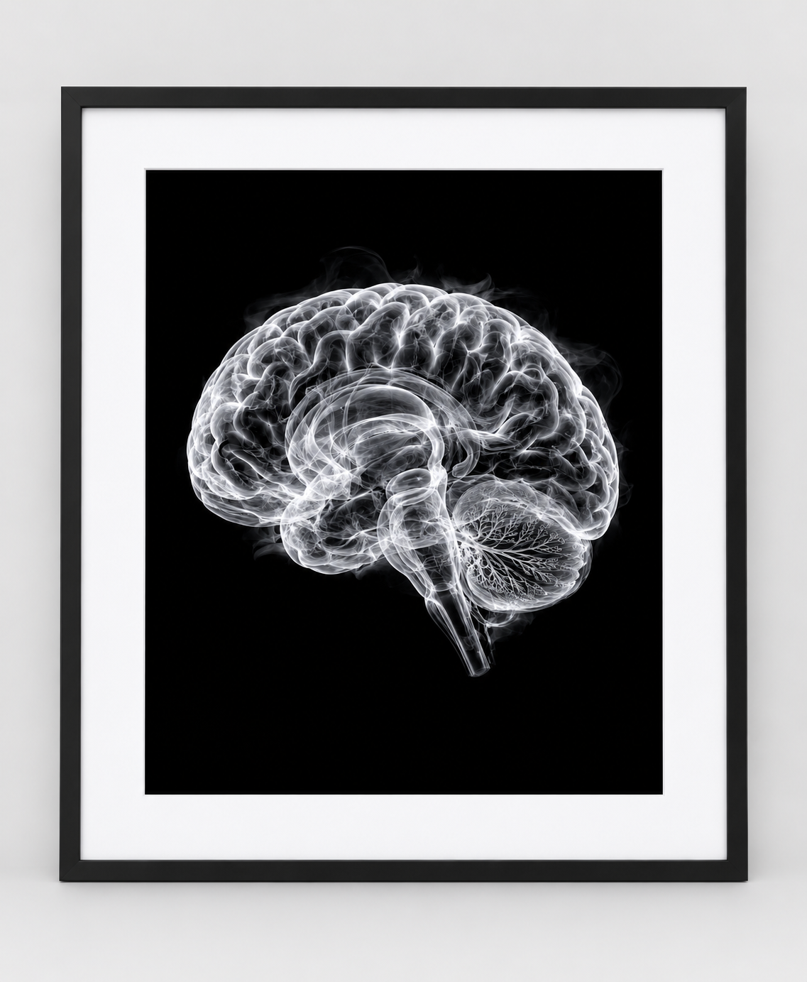 EXPOSED 005 — BRAIN artwork in 16 × 20 black frame with white mat