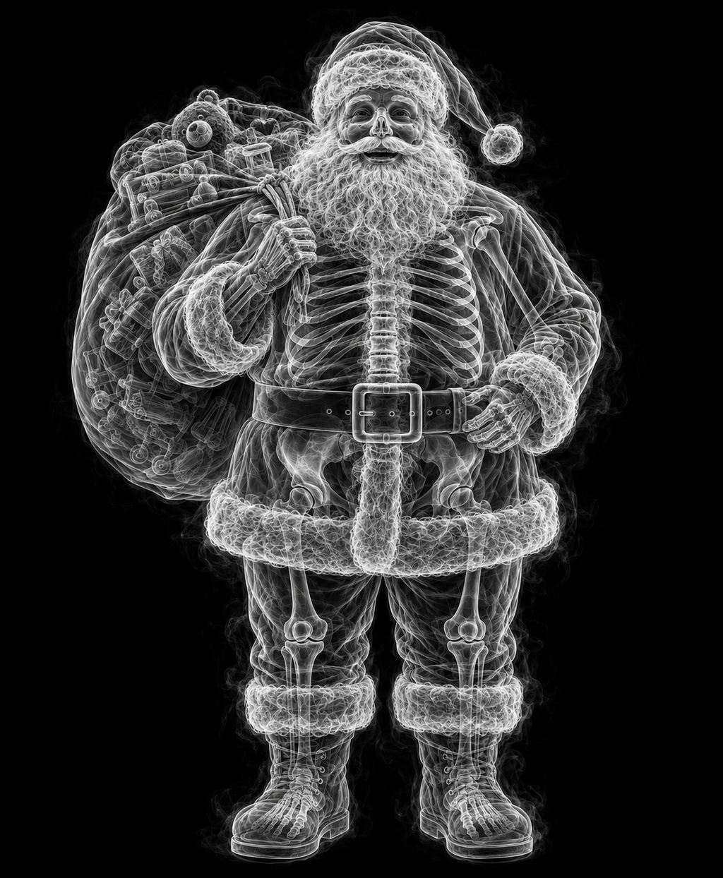 EXPOSED Fat Santa detailed X-ray artwork