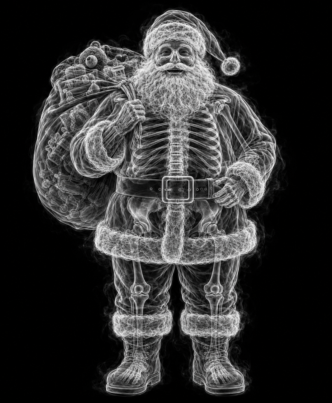 EXPOSED Fat Santa detailed X-ray artwork