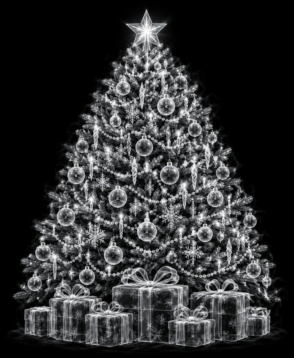 EXPOSED Christmas Tree detailed X-ray artwork