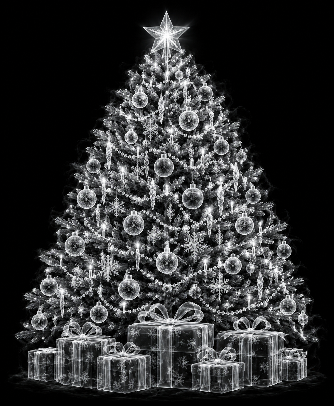 EXPOSED Christmas Tree detailed X-ray artwork