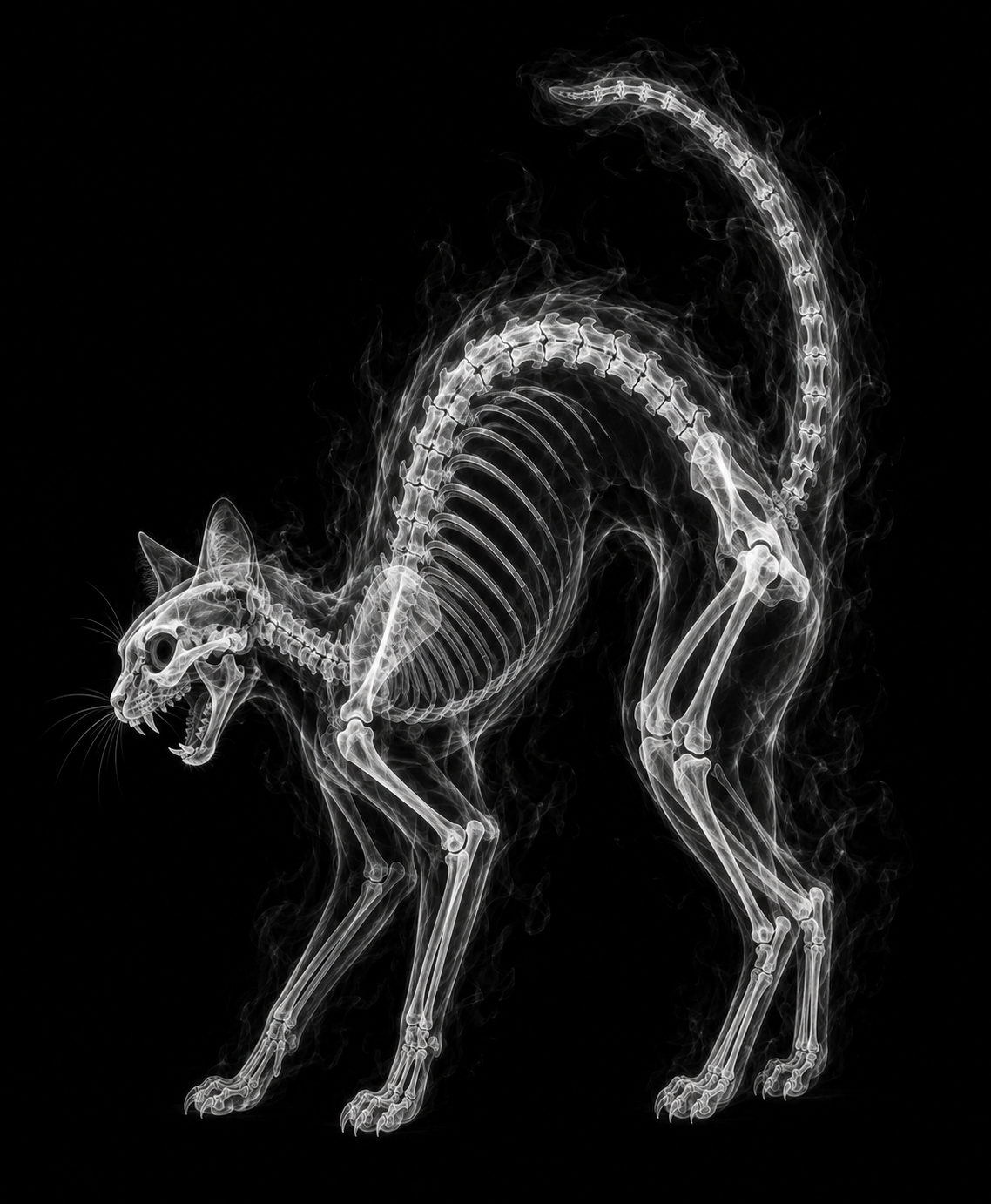 EXPOSED Halloween Black Cat high-detail X-ray artwork
