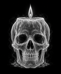 EXPOSED Halloween Skull Candle high-detail X-ray artwork