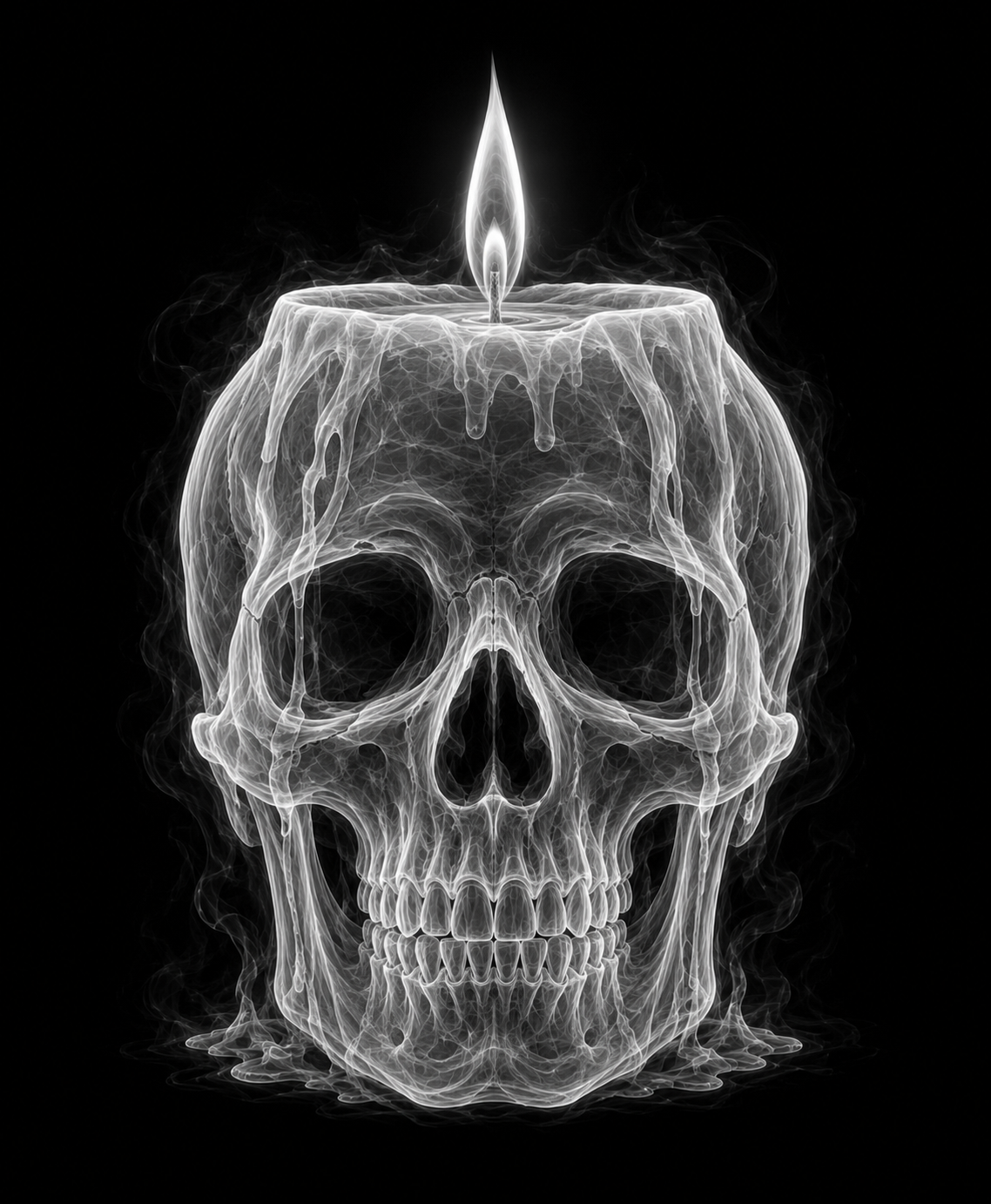 EXPOSED Halloween Skull Candle high-detail X-ray artwork