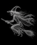 EXPOSED Halloween Witch on Broom high-detail X-ray artwork