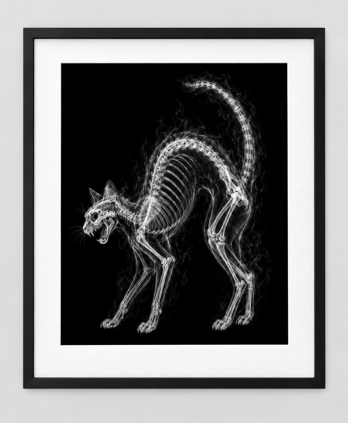EXPOSED HALLOWEEN — BLACK CAT — 14 × 17 artwork in a slim black 16 × 20 frame with white mat