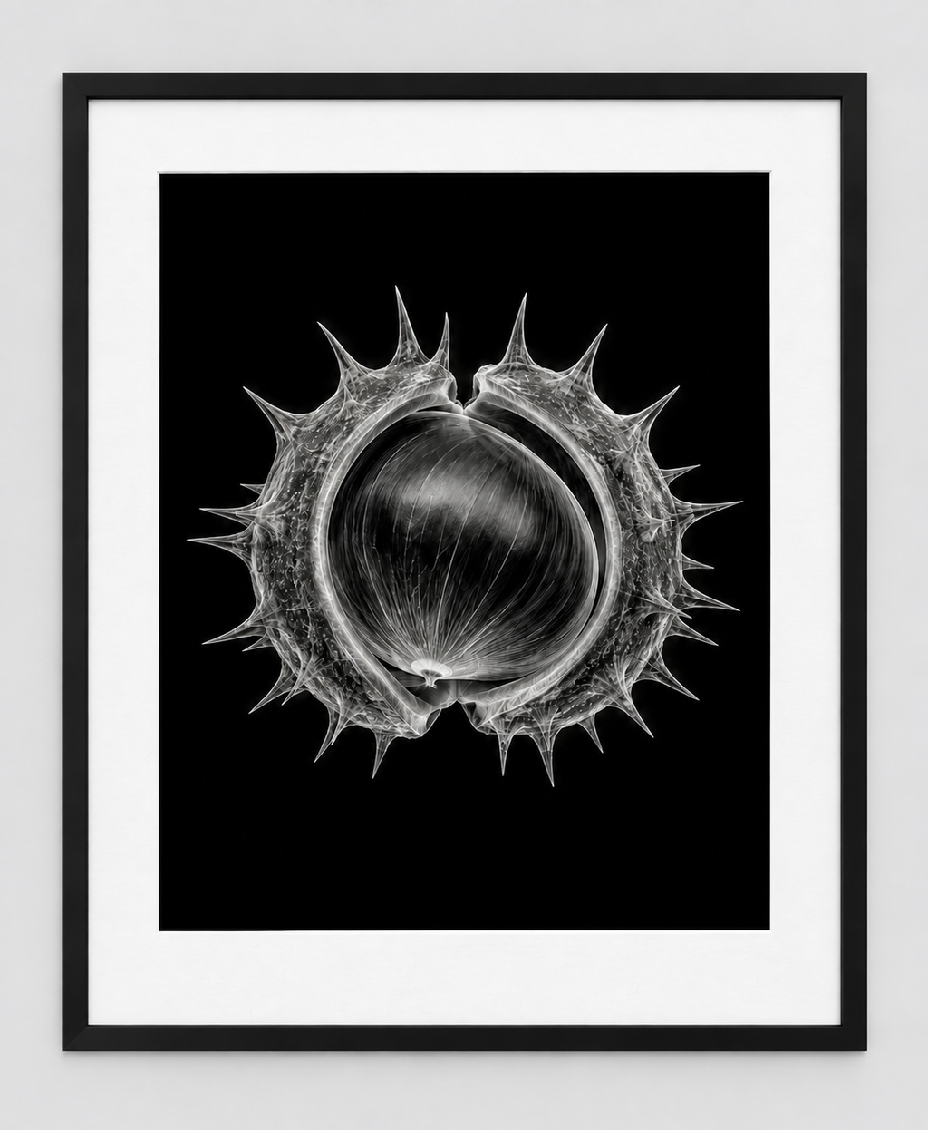 EXPOSED AUTUMN — CHESTNUT — 14 × 17 artwork in a slim black 16 × 20 frame with white mat