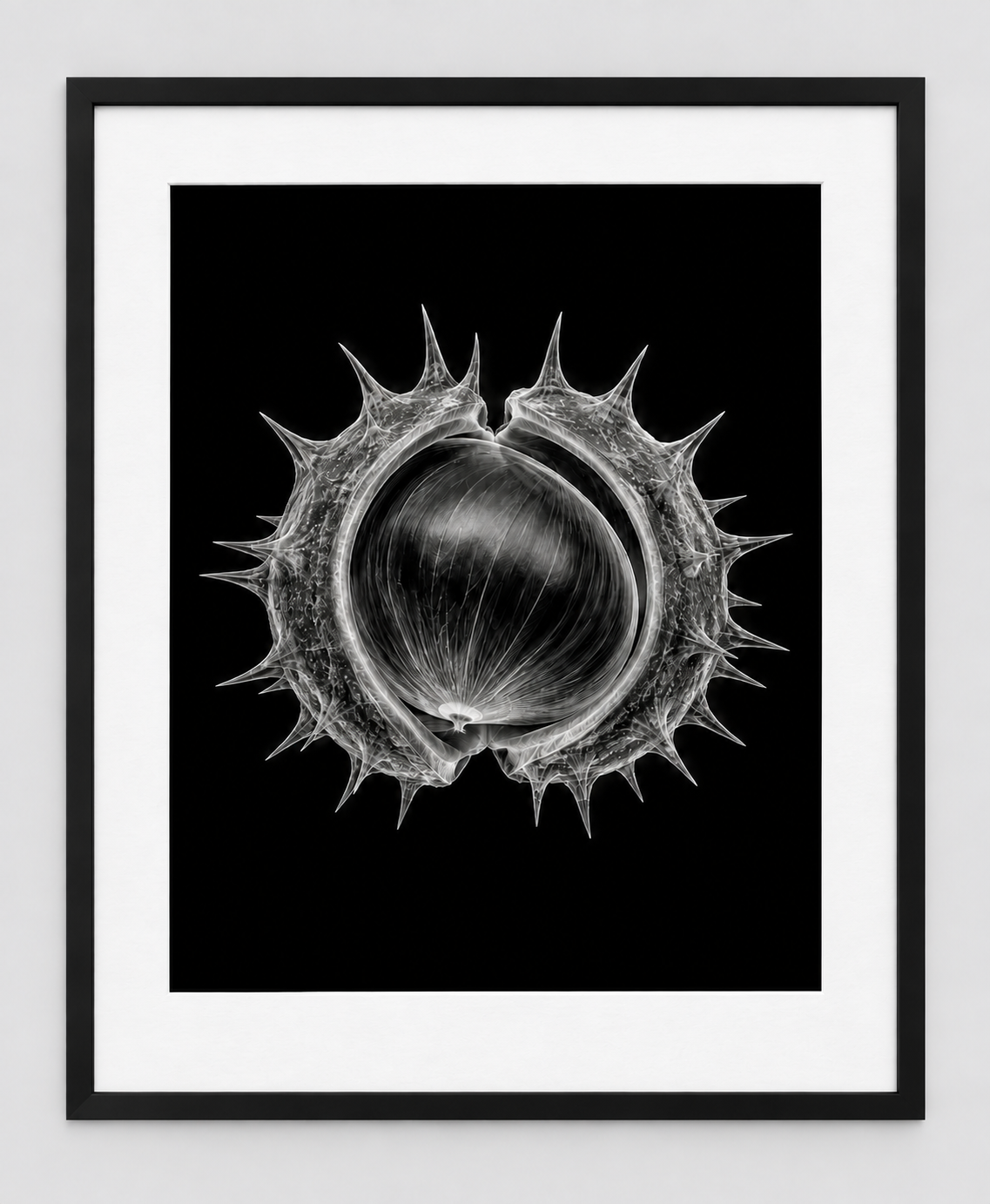 EXPOSED AUTUMN — CHESTNUT — 14 × 17 artwork in a slim black 16 × 20 frame with white mat