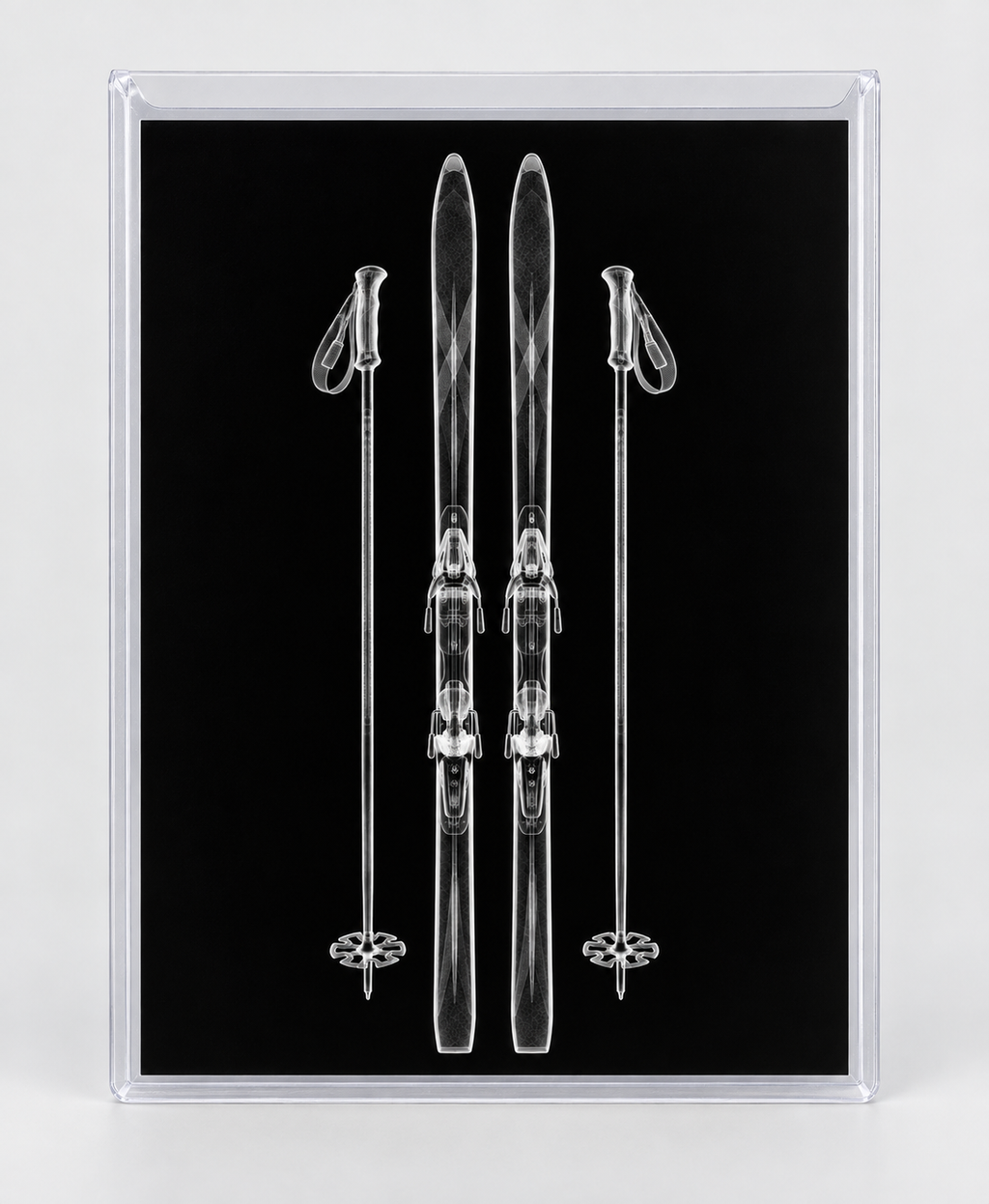 EXPOSED WINTER — CROSS-COUNTRY SKIS WITH POLES in clear rigid card sleeve