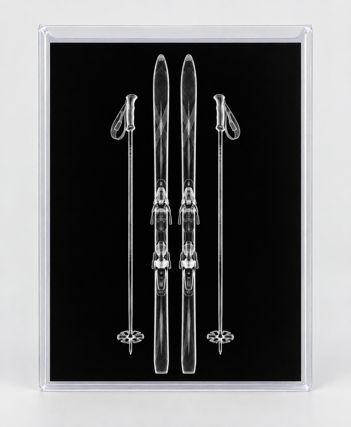 EXPOSED WINTER — CROSS-COUNTRY SKIS WITH POLES in clear rigid card sleeve