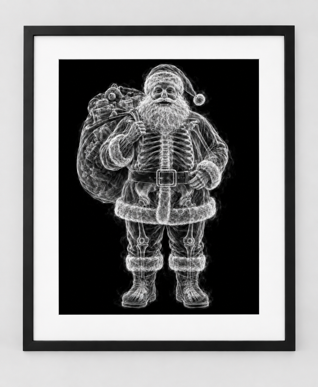 EXPOSED CHRISTMAS — FAT SANTA — 14 × 17 artwork in a slim black 16 × 20 frame with white mat