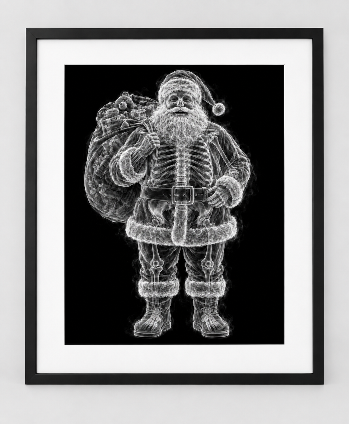 EXPOSED CHRISTMAS — FAT SANTA — 14 × 17 artwork in a slim black 16 × 20 frame with white mat