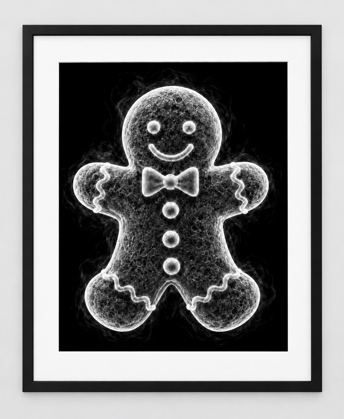 EXPOSED CHRISTMAS — GINGERBREAD MAN — 14 × 17 artwork in a slim black 16 × 20 frame with white mat