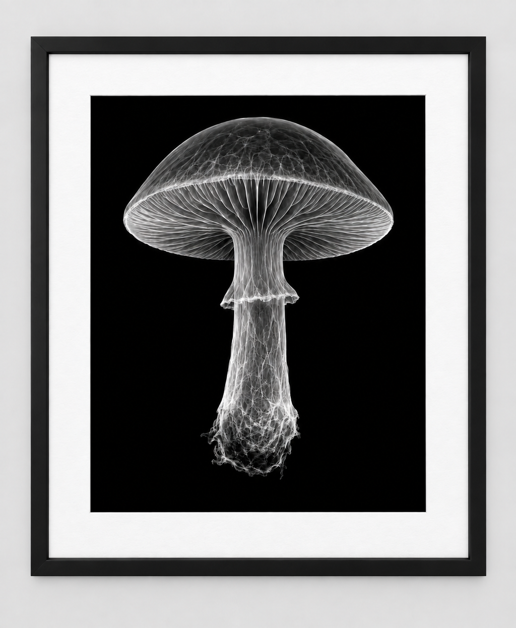 EXPOSED AUTUMN — MUSHROOM — 14 × 17 artwork in a slim black 16 × 20 frame with white mat