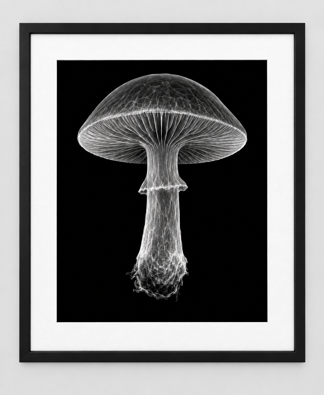 EXPOSED AUTUMN — MUSHROOM — 14 × 17 artwork in a slim black 16 × 20 frame with white mat