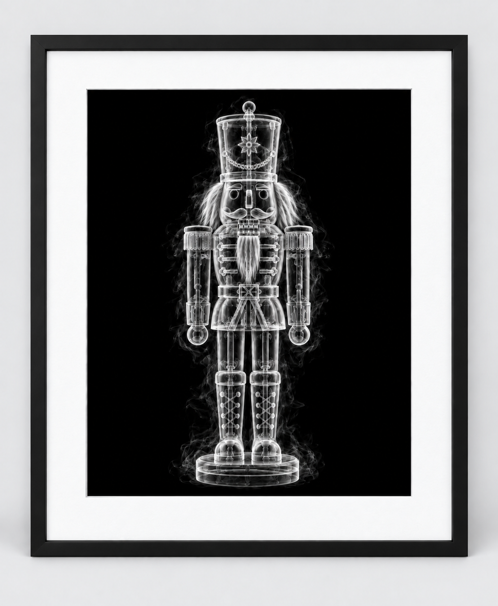 EXPOSED CHRISTMAS — NUTCRACKER — 14 × 17 artwork in a slim black 16 × 20 frame with white mat