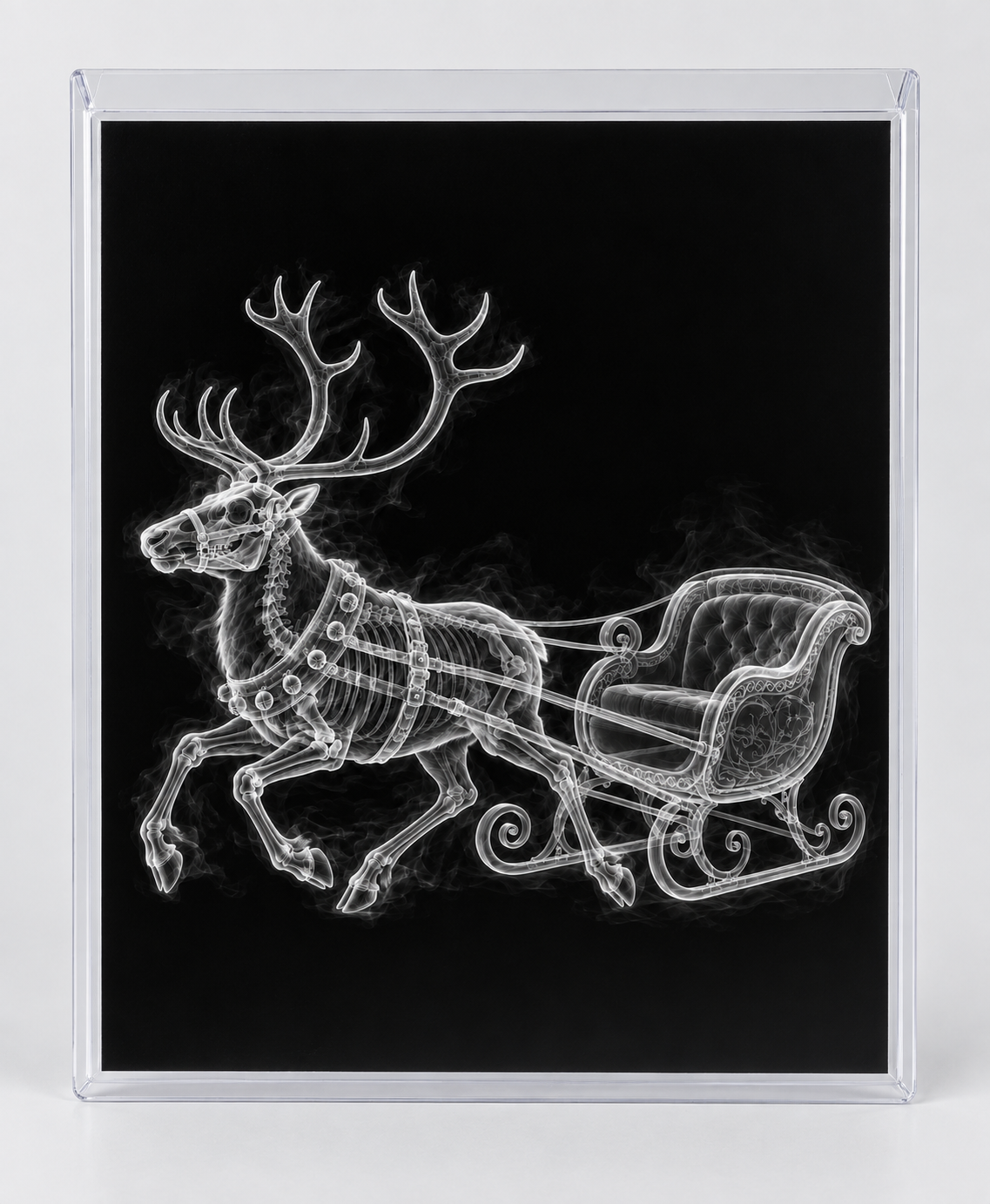 EXPOSED CHRISTMAS — REINDEER & SLEIGH in clear rigid card sleeve