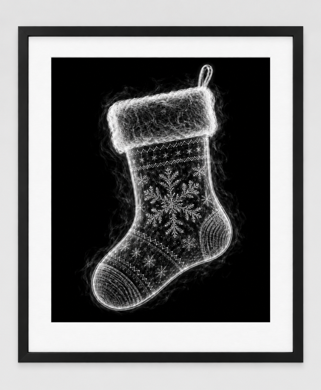 EXPOSED CHRISTMAS — STOCKING — 14 × 17 artwork in a slim black 16 × 20 frame with white mat