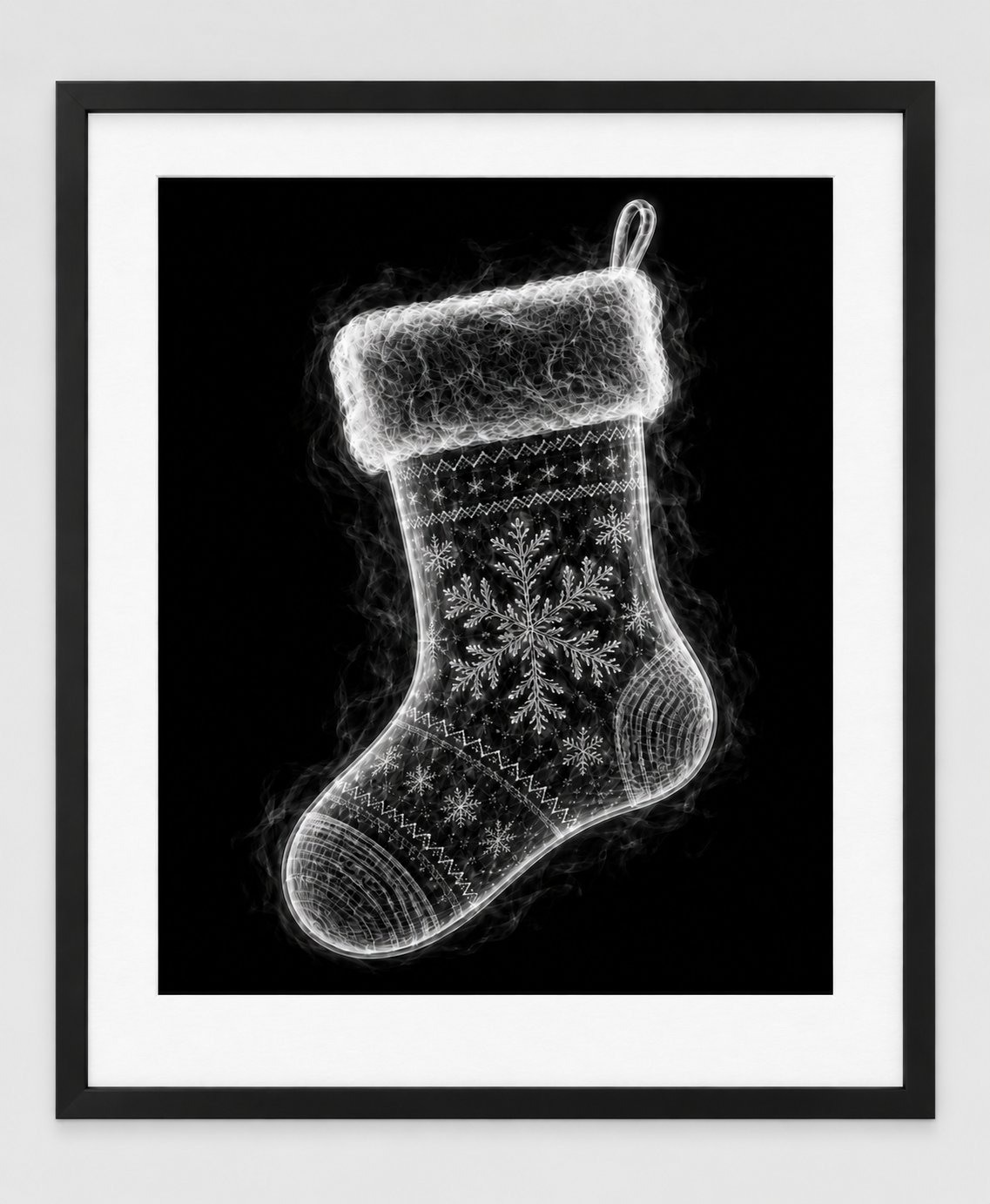 EXPOSED CHRISTMAS — STOCKING — 14 × 17 artwork in a slim black 16 × 20 frame with white mat