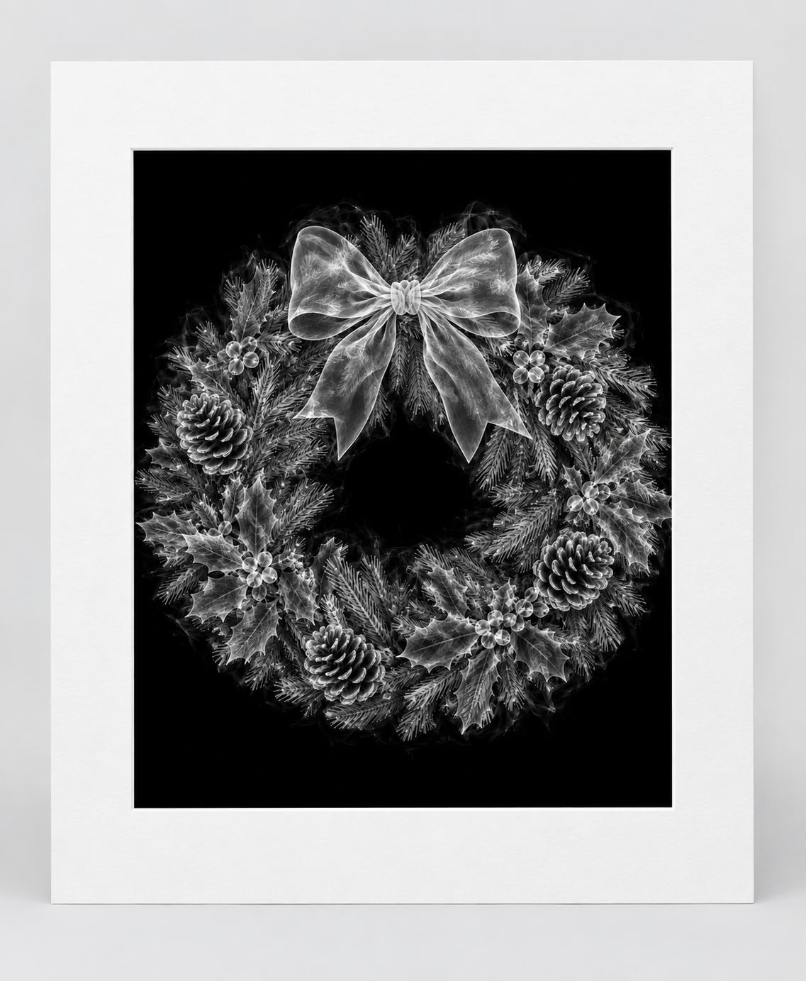 EXPOSED CHRISTMAS — WREATH — 14 × 17 artwork in 16 × 20 white mat