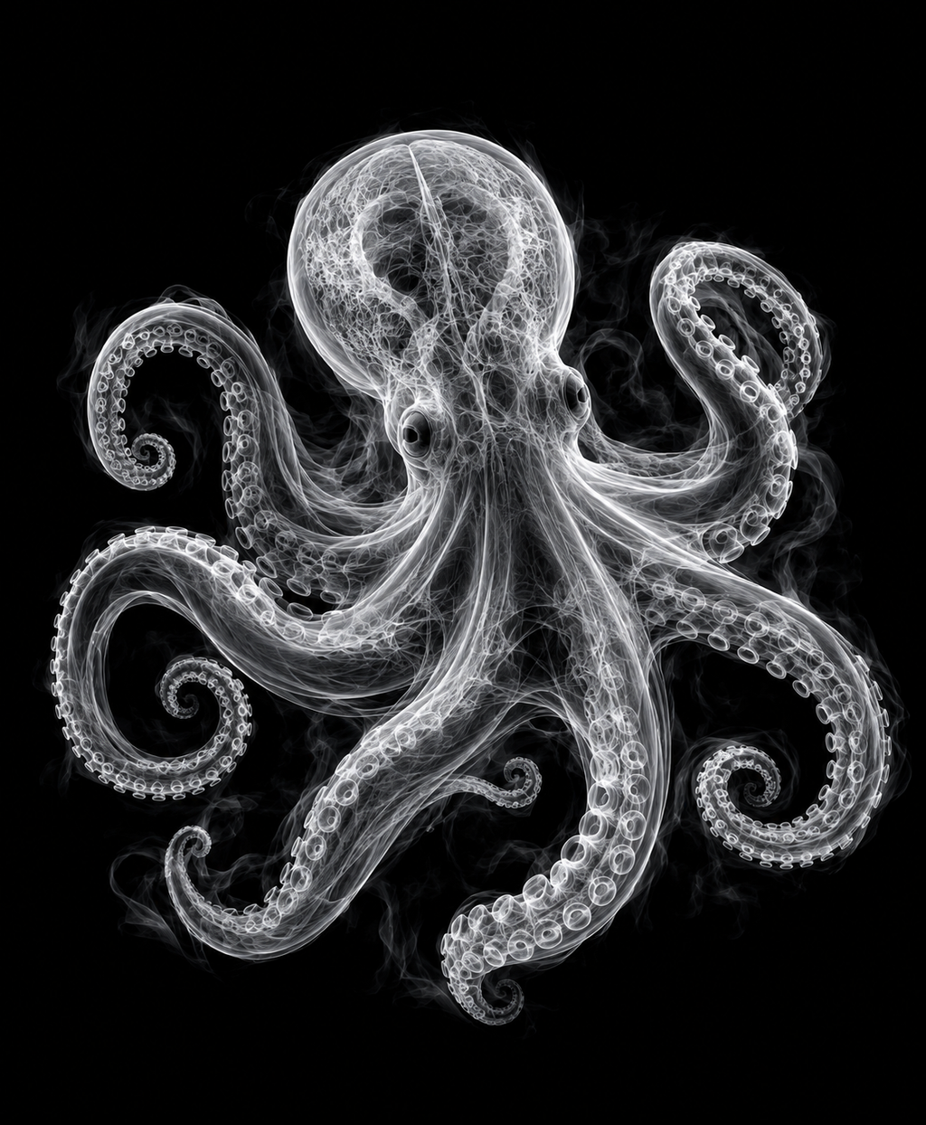 EXPOSED Octopus high-detail monochrome wall art