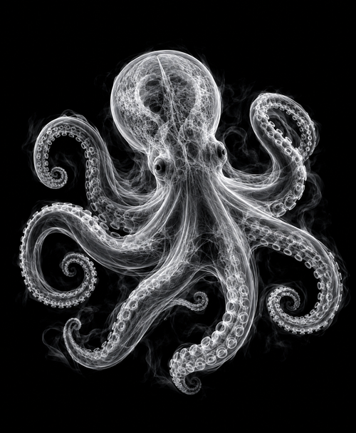 EXPOSED Octopus high-detail X-ray artwork