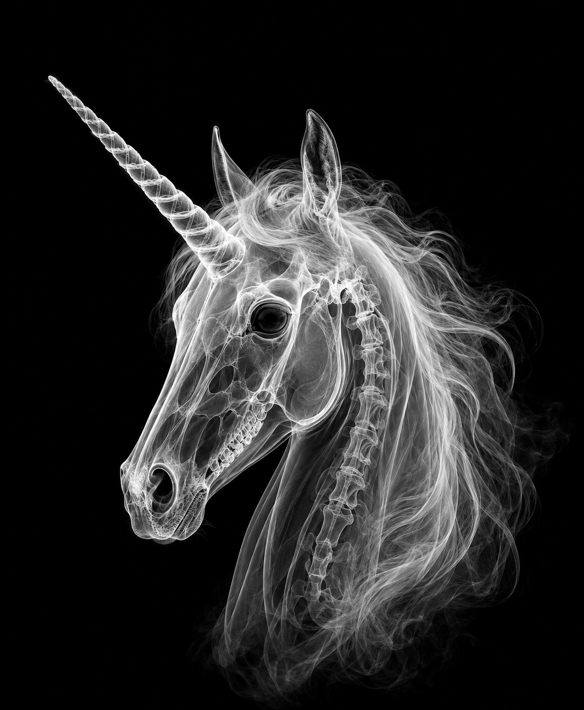 EXPOSED Unicorn Head high-detail X-ray artwork