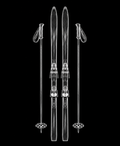 EXPOSED Winter Cross-country Skis with Poles X-ray artwork