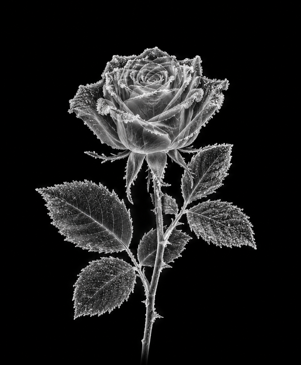 EXPOSED Winter Frozen Rose X-ray artwork